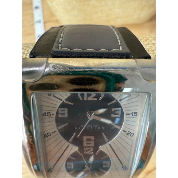Kenneth Cole Reaction Mens Dual Dial Black & Silver Watch Stainless NOT TESTED - Picture 9 of 14